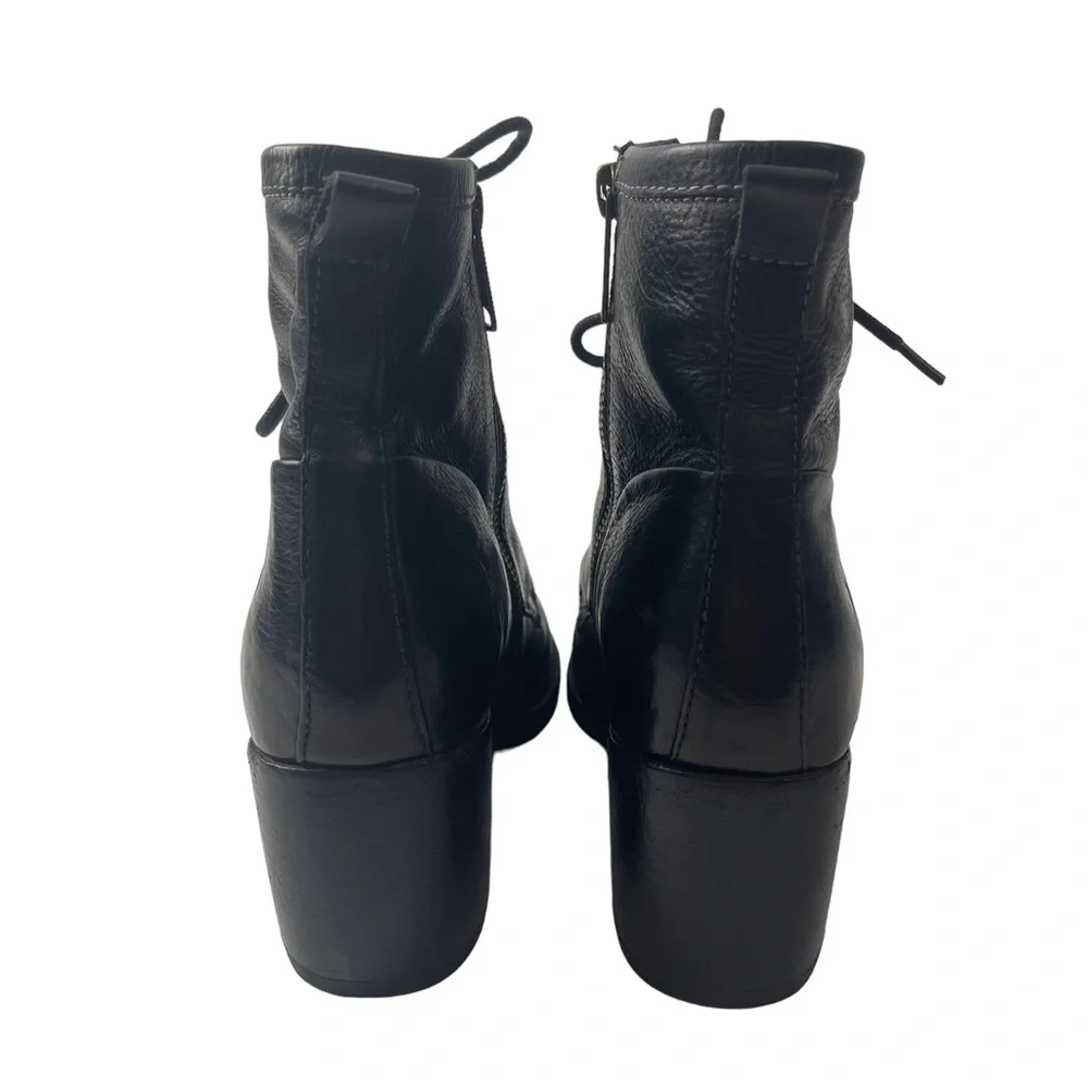 Patricia Nash Black Leather Lace-Up Ankle Boots